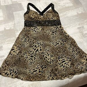 Sue Wong Nocturne Animal Print Beaded Silk Dress $288. Used very good condition!